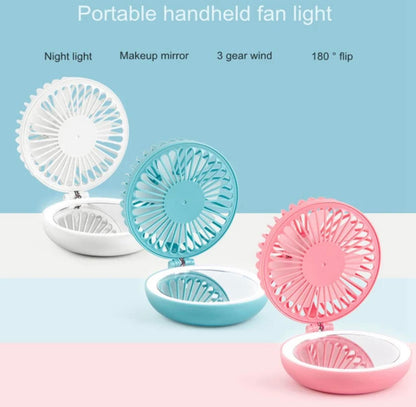 BreezeBright: Portable LED Makeup Mirror with Fan