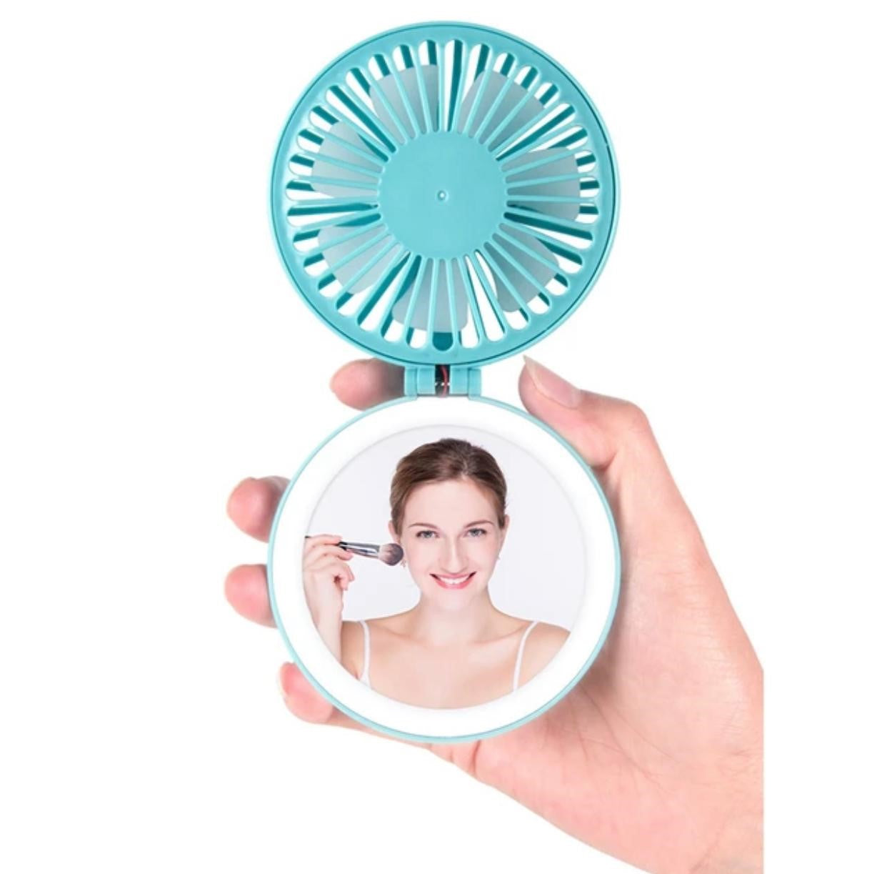 BreezeBright: Portable LED Makeup Mirror with Fan